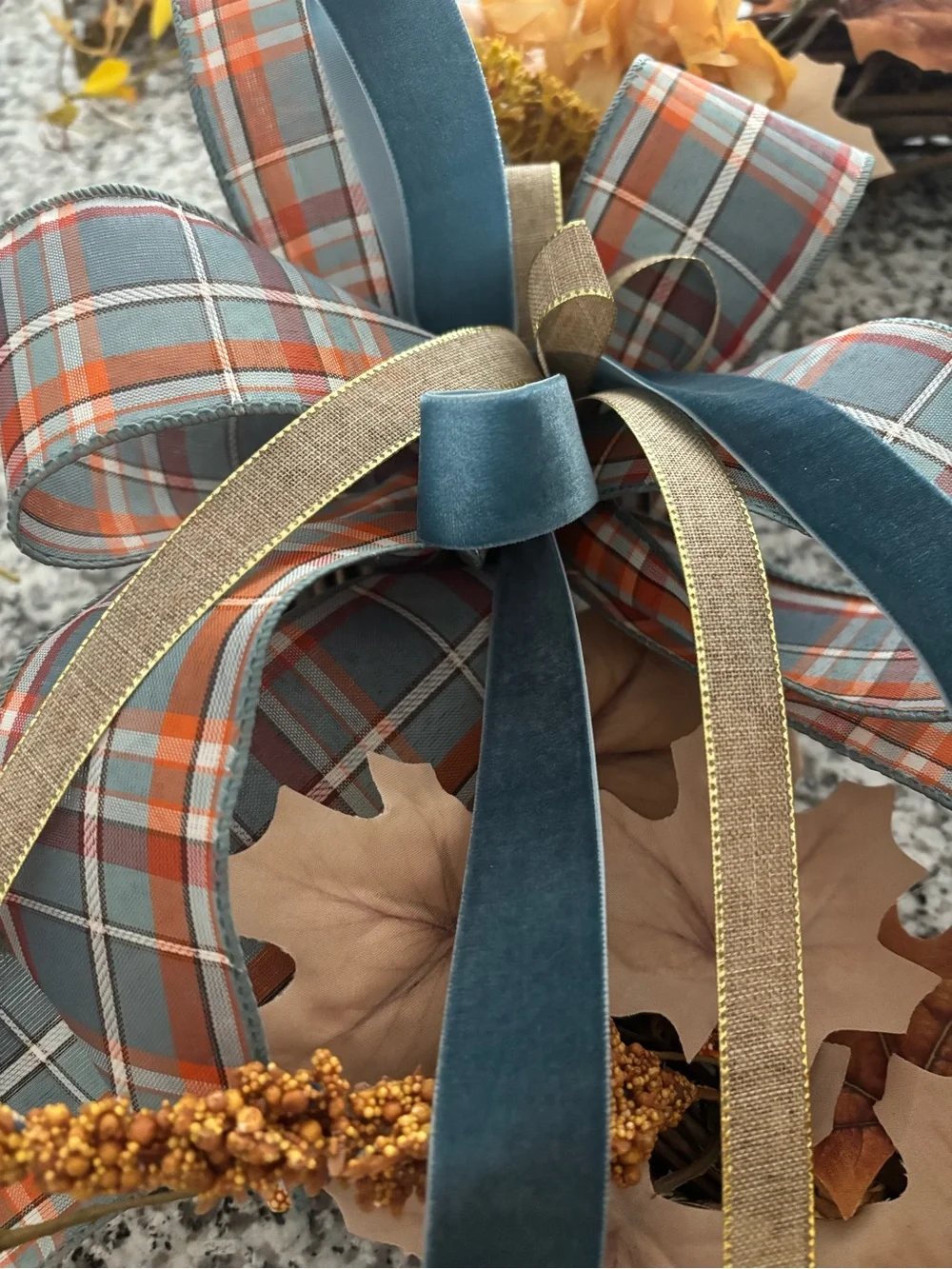 Fall Decorative Autumn Bow Wreath DIY Handmade Simpler Thymes Final Sale